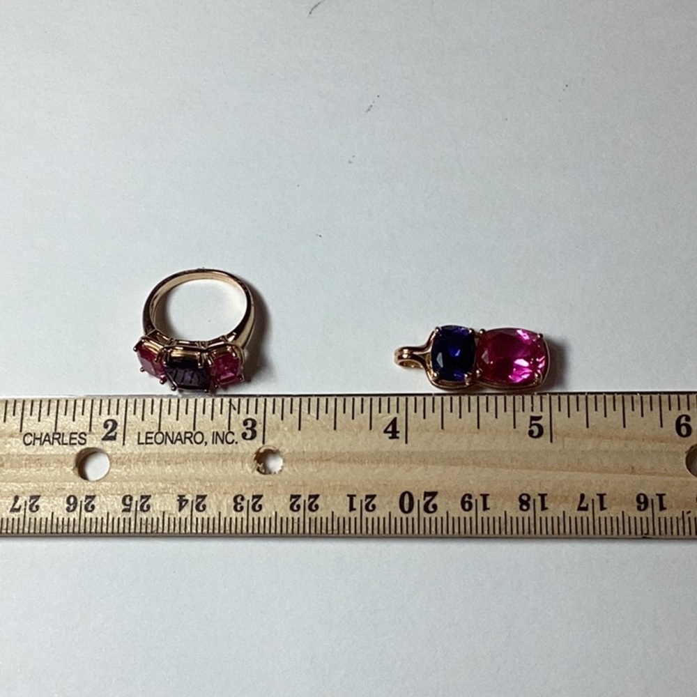 Technibond Violet and Purple Gemstone Bracelet and Ring and Pendant. - Picture 5 of 7